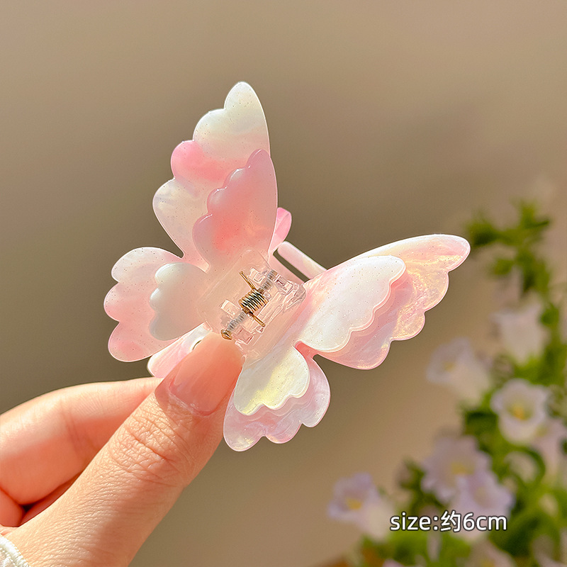 Pince à cheveux papillon changeante de couleur douce, pince à cheveux crabe féerique d'été pour femmes et filles, pince requin, épingle à cheveux, couvre-chef, accessoires pour cheveux: Rouge