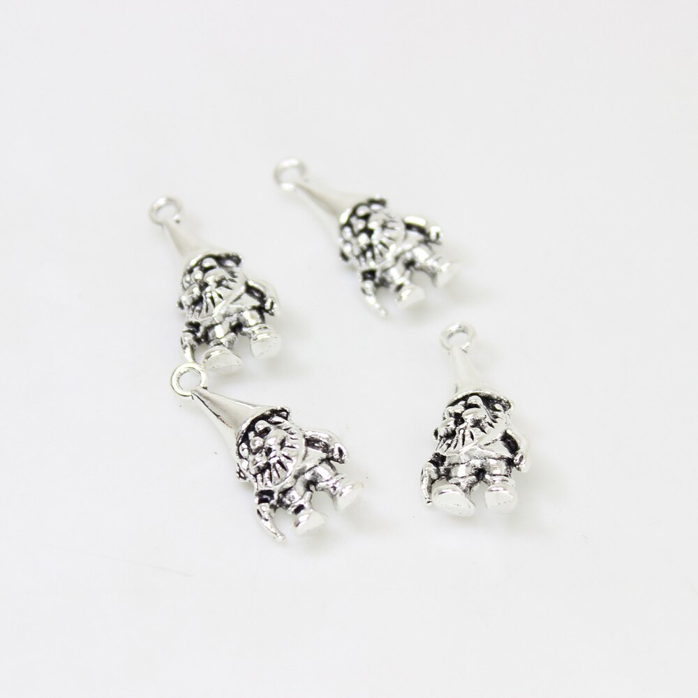 25 unids/lote colgante de Gnomo de tono plateado antiguo para fabricación de joyas Diy de 23x10mm ET680, amuleto de enanitos de jardín