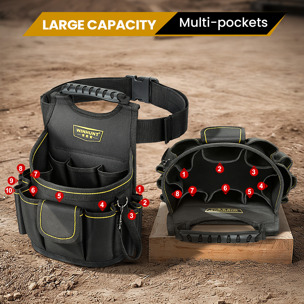 Elektriker-Werkzeugtasche, für professionelle Elektriker und Wartungsreparaturtechniker, Schwarz