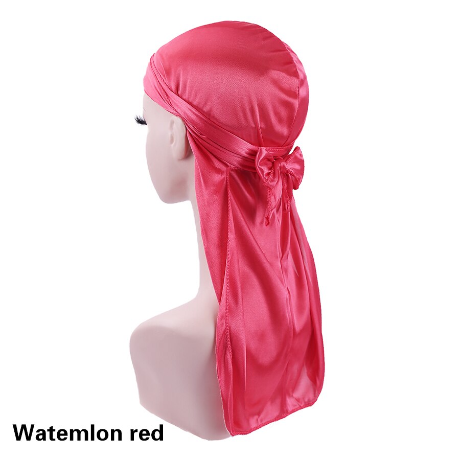 long Silk Durag Turban Hat Wigs Pirate Hat Long Tail Straps Bandanas Pirate Hat Stain Durags Headwear Headband Hair Accessories: MULTI