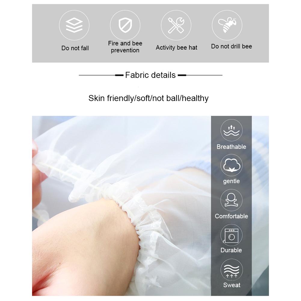 Beekeeping Suit Outfit with Detachable Veil Hood Bee Protection Beekeeping Clothing for Bee Keepers White