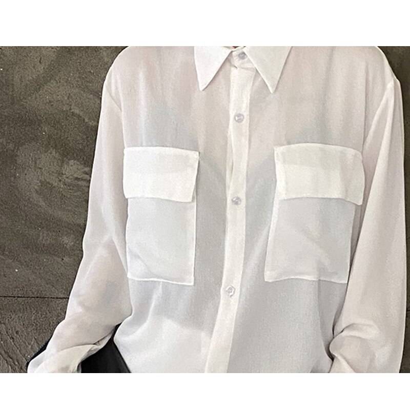 XITAO-Blusa holgada informal de manga larga para otoño, camisa blanca sencilla para mujer, con bolsillos que combinan con todo, estilo coreano, ZP1843,