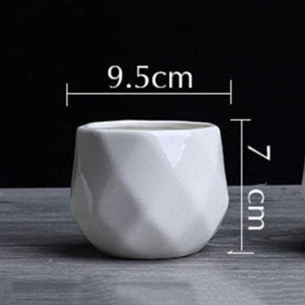 Creatieve Keramische Witte Geometrische Bloempot Eenvoudige Vetplant Container Green Plantenbakken Kleine Bonsai Potten Woondecoratie: M