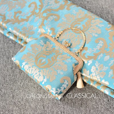 Alasir Chinese Style Jacquard Banquet Handbags Retro Women Handmade Bags Vintage Cheongsam Shoulder Bags: Lake blue