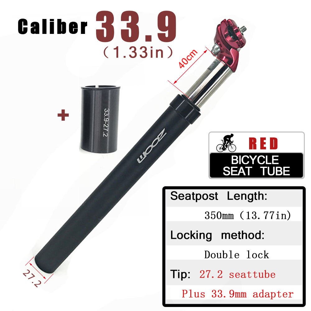 ZOOM Bike Sattelstütze MTB Schock Absorbieren Alu Berg Fahrrad Rohr Suspension Sitz post 27,2 28,6 30 30,1 30,8 30,4 30,9 31,6 33,9 MM: 33.9 Red