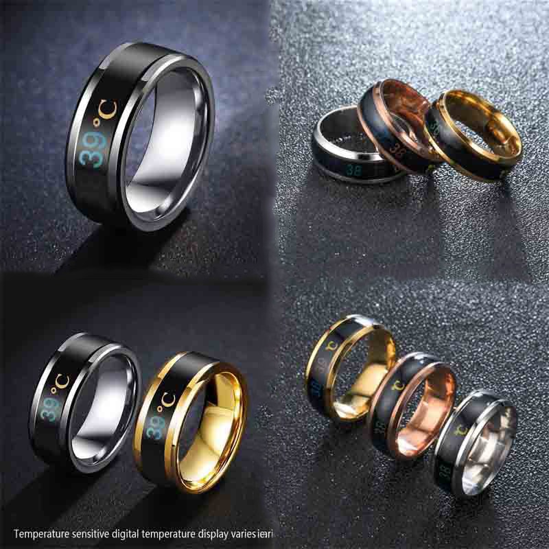 Multifunctional Waterproof Temperature Sense Rings Changing Color Intelligent Stainless Steel Smart Ring for Women Men Jewelry