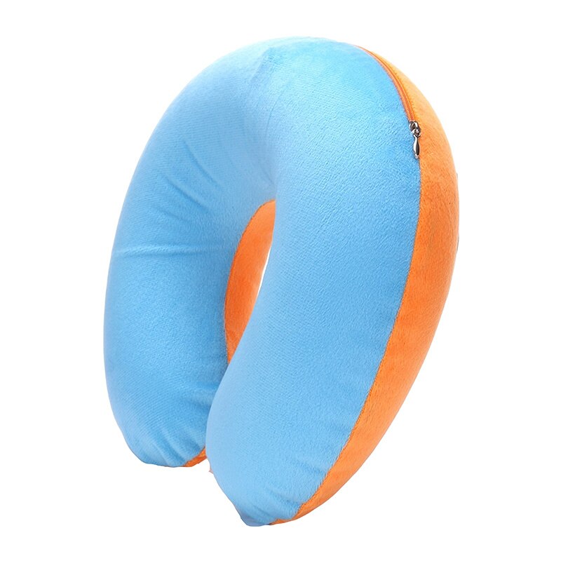 1PC Opblaasbare U-vormige Reizen Air Kussen Comfortabele Nek Ondersteuning Korte Pluche Cover Kussen Nek Verlichten Vermoeidheid