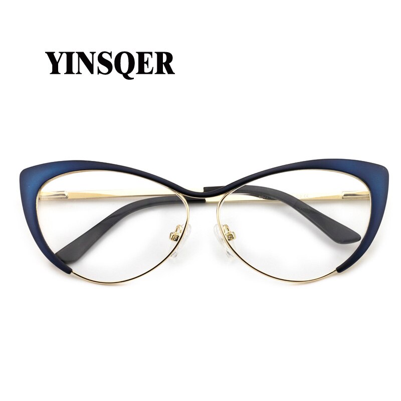YINSQER miope mujeres montura de gafas de Ojos de gato marco claro de anteojos hombres dioptrías gafas miopía Vintage gafas redondas: BU