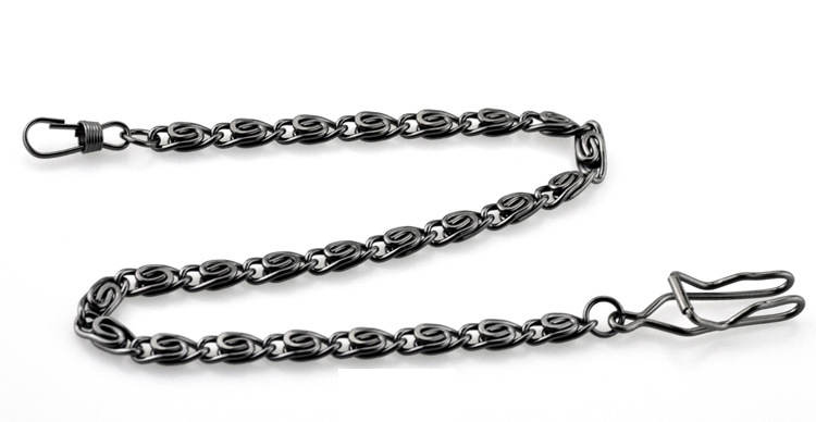 Vintage 37.5cm rustfrit stål kæde halskæde til mænd eller kvinder smykker tilbehør lommeur kæde: Sort