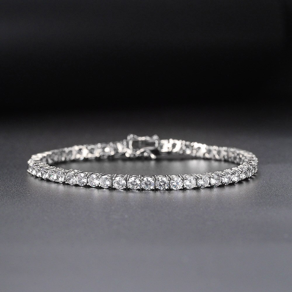 Iced Out Crystal Tennis Bransoletka dla kobiet Punk Hiphop Luksusowa biżuteria ślubna AAA + cyrkonia w kolorze złotym OHH118-1: 17.5cm / WHITE / Czerwono-brązowy