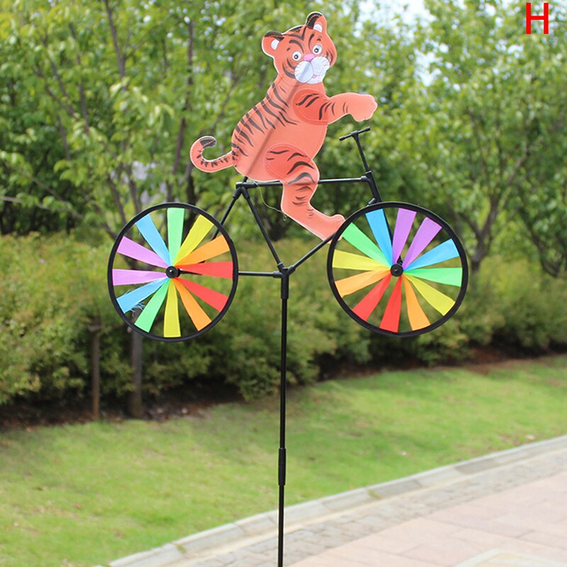 Rabbit Bee Tiger on Bike DIY Windmill Animal Bicycle Wind Spinner Whirligig Garden Lawn Decorative Gadgets Kids Outdoor Toys: H