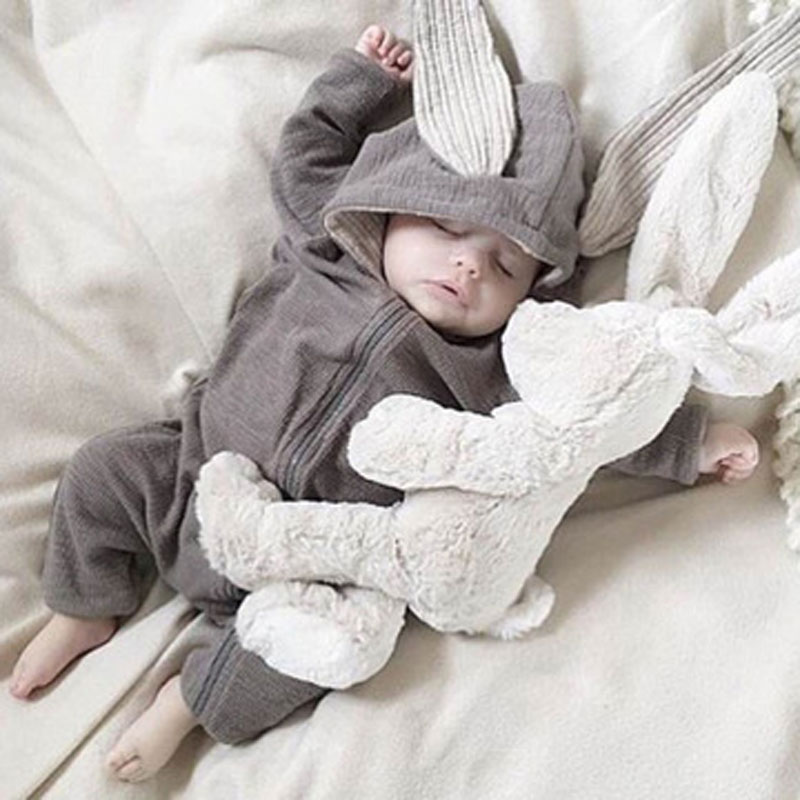Elvesnest Baby Romper Cartoon Bunny Baby Meisje Kleding Katoen Lange Mouwen Rits Hoodie Pasgeboren Jongens Rompertjes 1-24 Maanden