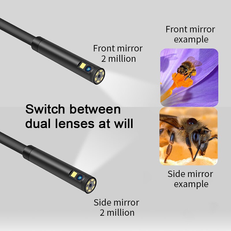 Wifi 8Mm Dual Lens 2MP Auto Endoscoop 3 In 1 Type C Usb Micro Aansluiten Boroscope Flexibele Camera Industriële tube Inspectie