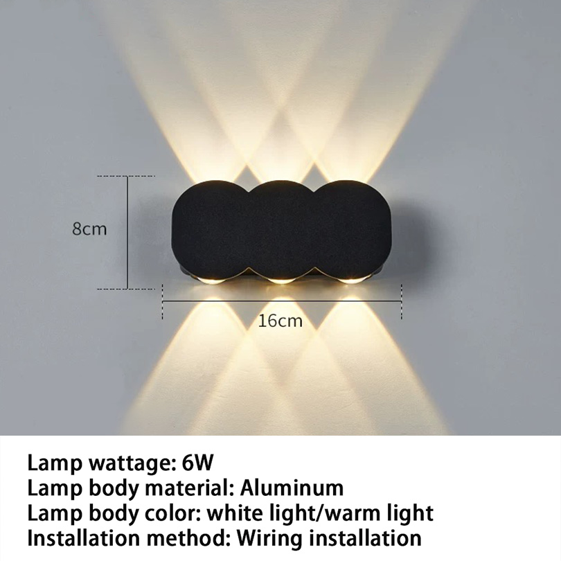 Aluminium led væglampe vandtæt  ip55 udendørs havelamper 8w 12w indendørs væglamper til soveværelse stue trappebelysning: Foranderlig / 6w