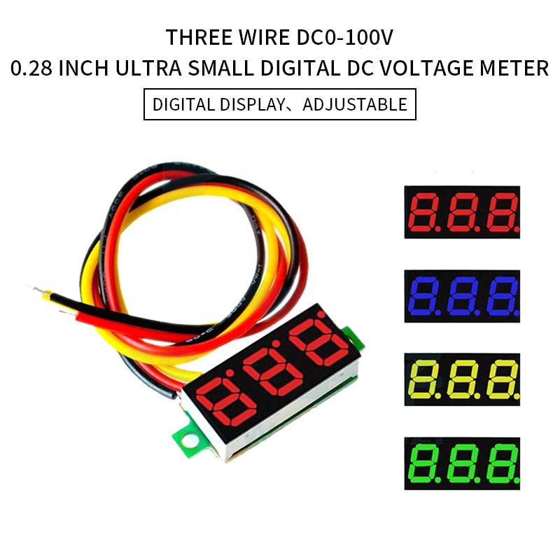 3 wire 0.28 tommer  dc 0-100v mini led display gauge spændingsmåler voltmeter værktøj målehastighed 200ms/ nøjagtighed