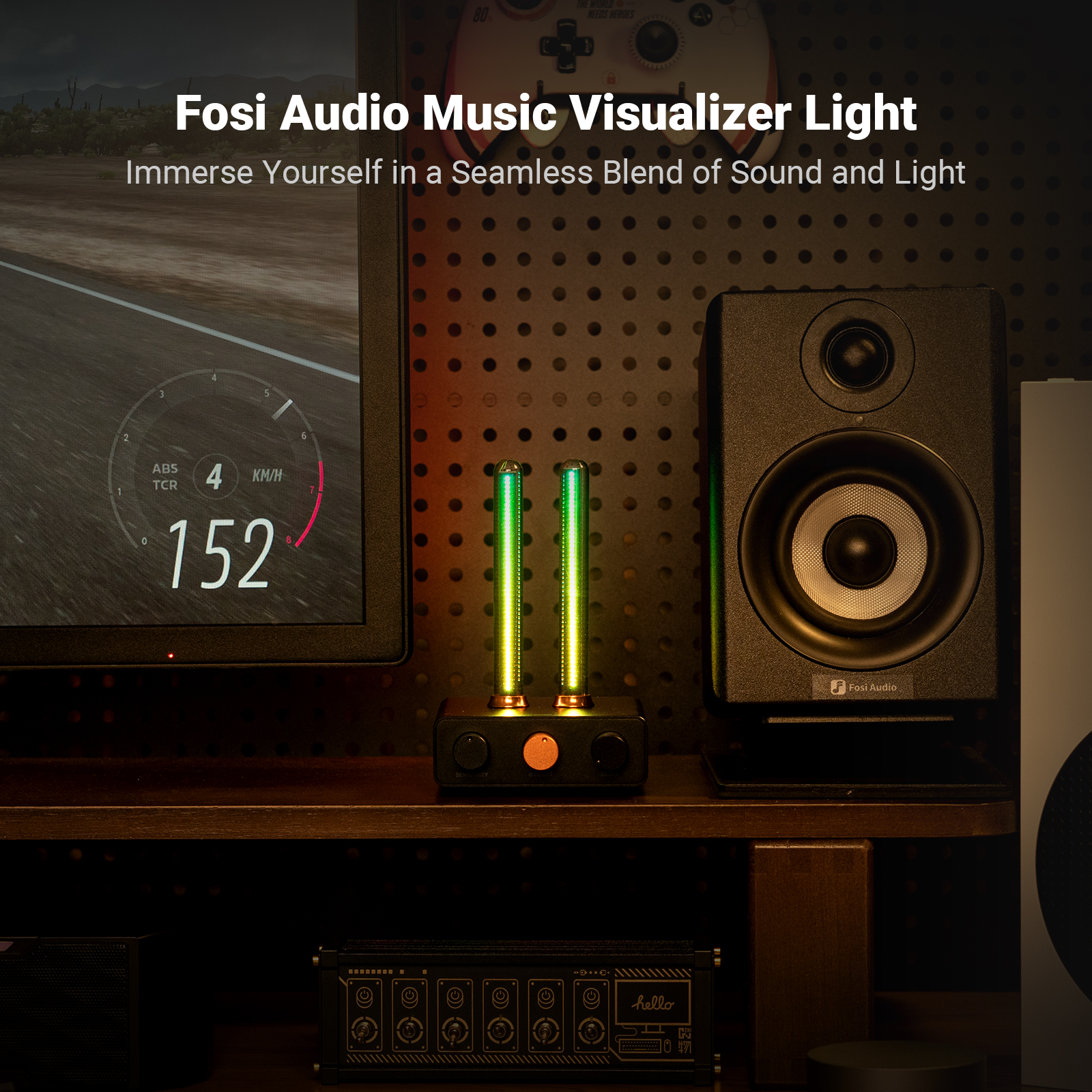 Fosi Audio Visualizer, Music Rhythm Ambient Light Desktop RGB Computer Monitor Light Bar Music Rhythm LED Rhythm Ambient lamp