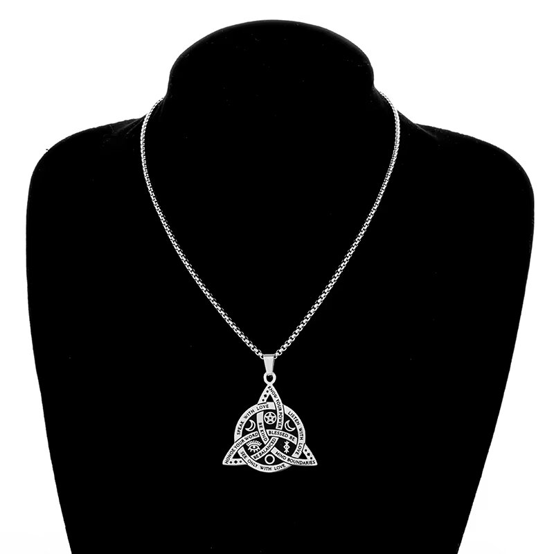 Stainless Steel Vintage Irish Celtic Trinity Knot Pendant Wiccan Witch Knot Moon Star Totem Necklace Men's Lucky Jewelry
