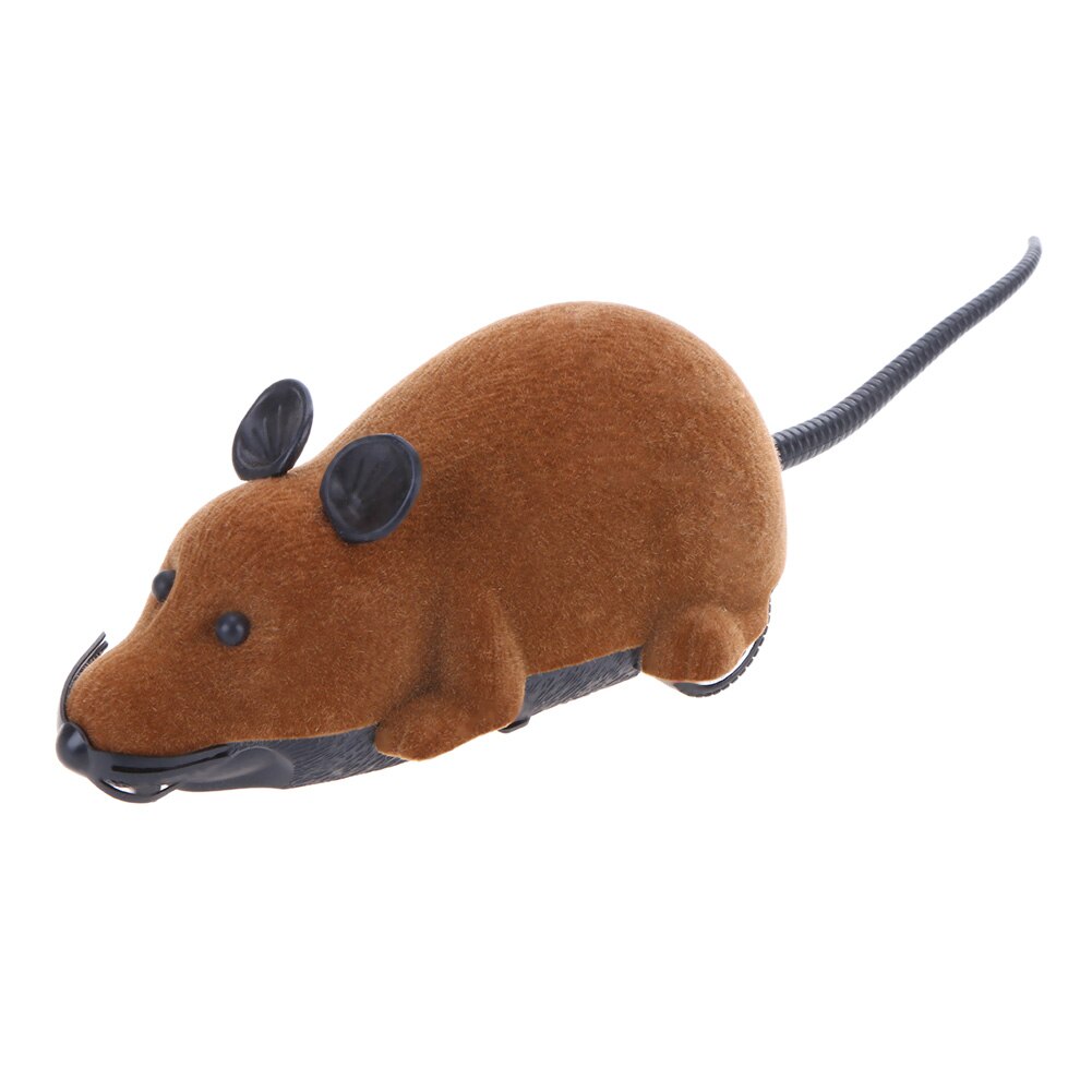 Ratón electrónico a control remoto para gatos y mascotas, juguete interactivo divertido de felpa con control remoto inalámbrico, en 4 colores, para gatitos y Mascotas: Brown Black