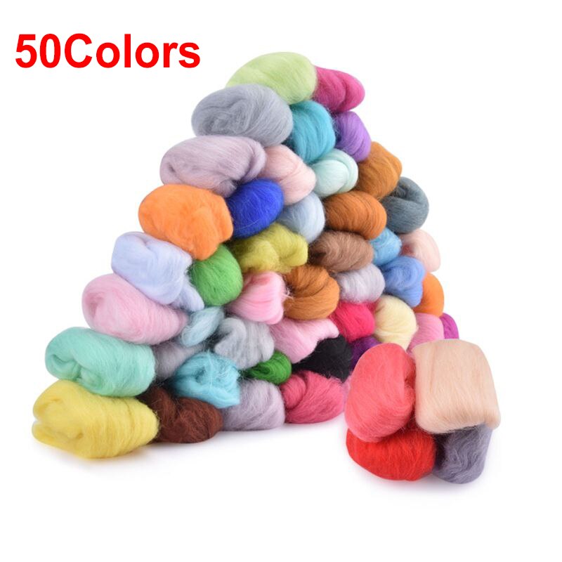 50/36 Color Wool Felt Kit Handle Wool Felting Tools Handmade Felt Needle Set DIY Felting Fabric Materials Handcraft: 50PCS Wool Felt