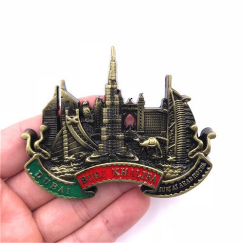 Dubai panoramic view metal refrigerator magnets Burj Al Arab Hotel alloy khalifa metal stickers travel souvenir