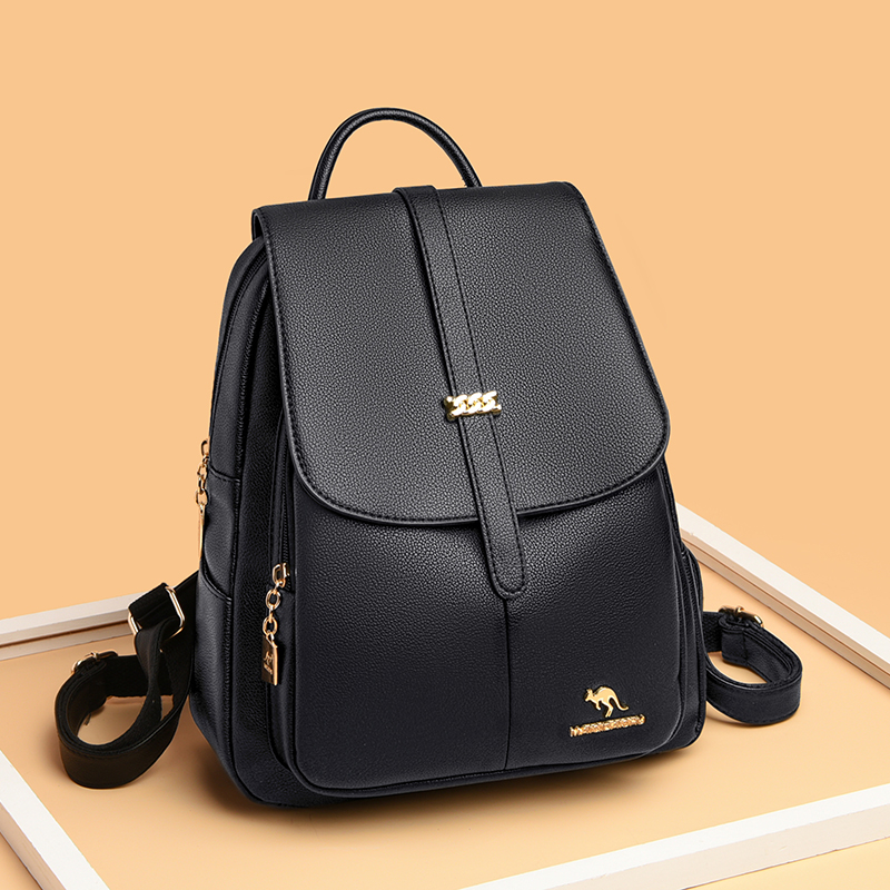 Multifunctional Women Backpack Pu Leather Ladies School Backpacks for Teenagers Girls Casual Travel Bags