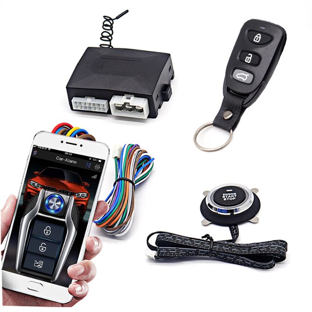 Remote Control Car Engine Start Stop Button Remotly Ignition System Autostart Central Locking Kit Ranged phone Keyless Entry: K001LY