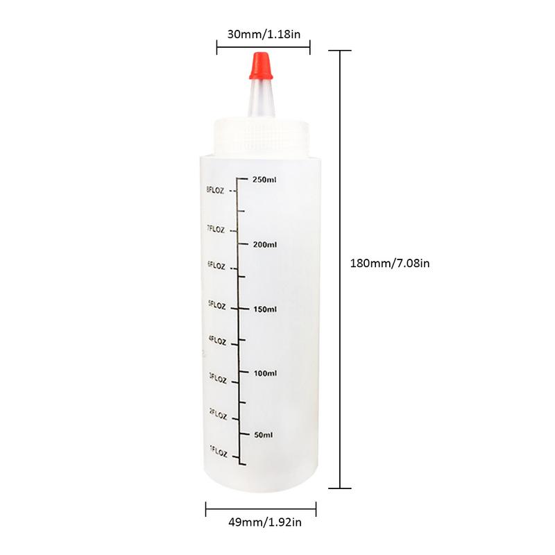 5 teile/satz 250 ML Kunststoff Nadel-nase Flasche mit Skala quetschen Flasche Mit Dicht Kappe Soße Salat squeezable Flaschen