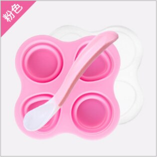 1 pièces silicone vaisselle quatre trous sept trous sain multi couleur simple et pratique enfants spécial boîte alimentaire supplémentaire: Pink 4 holes