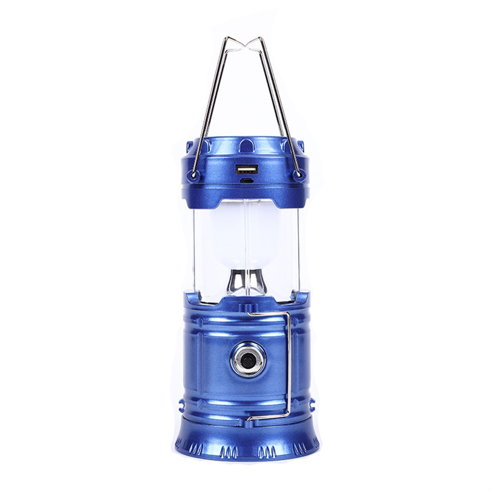 Retractable Lantern Light Portable USB Rechargeable Foldaway LED Flashlight Lighting Lamp Lanterna Tent Lights: Blue  US PIug	