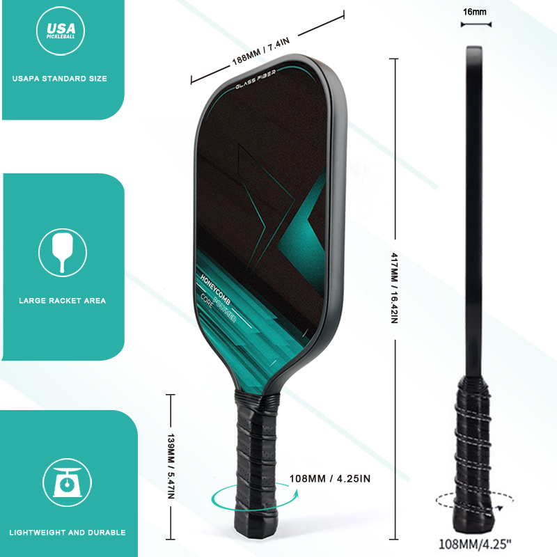 Pickleball-peddel van glasvezel van ruimtevaartkwaliteit - Ultieme controle, lichtgewicht en duurzaam - Pro train/turnament Ready-tennisracket