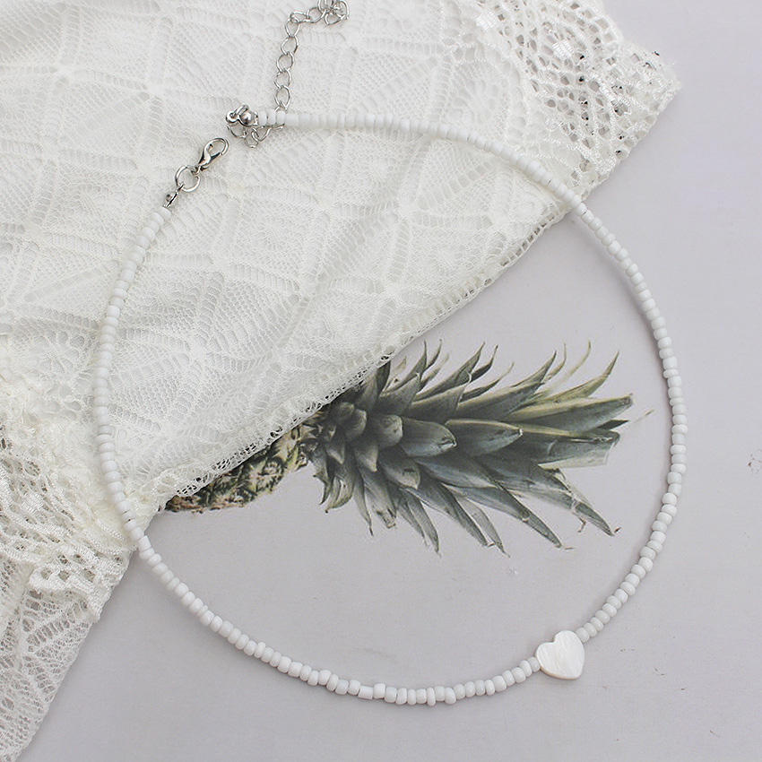 Fröpärlor sälja hjärta naturligt choker koreanskt trendigt färgglatt hänge halsband sommar handgjort strand boho femme smycken: Koboltviolett