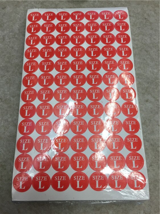 Diameter 12 Mm Rood Papier Grootte Label, Sml Xl Xxl Xxxl Papier Size Sticker Labels Voor Kleding