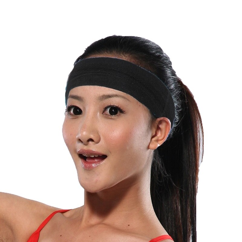 Sports headband running fitness sweatband elastic hair head absorbent sweat cycling jogging tennis yoga gym head bandage: 1 pc black