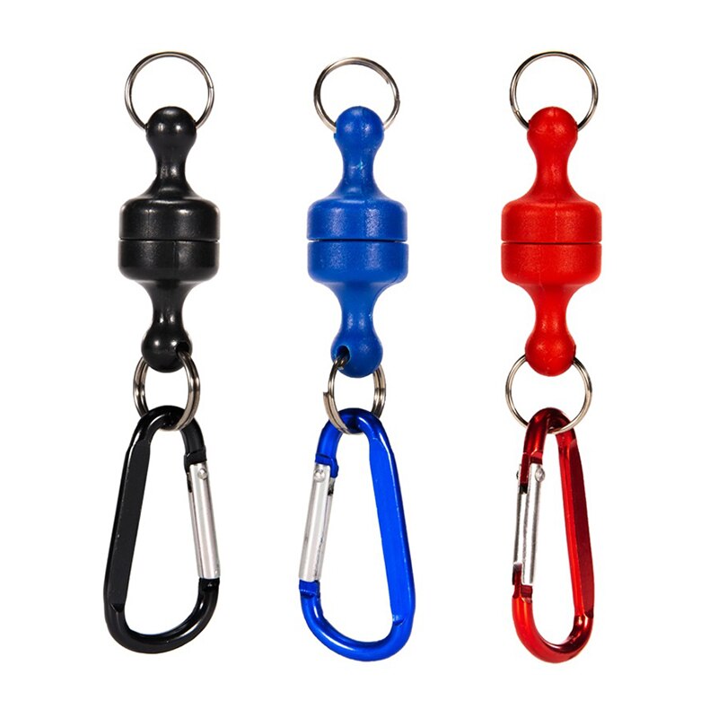 Strong Magnetic Net Quick Release Clips Net Holder with Fishing Coil Lanyard Carabiners for Fly Fishing Net Fish Tackle Tools