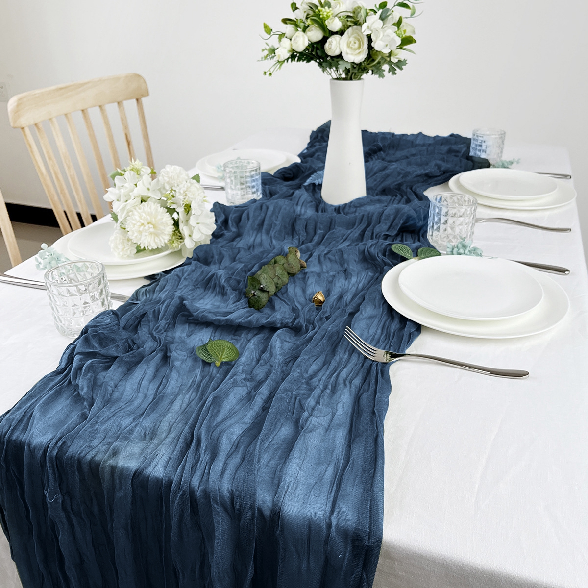 Camino de mesa de gasa semitransparente, tela de queso salvia, ajuste de mesa, comedor, de boda Vintage, banquetes de Navidad, Arcos, decoración de pasteles