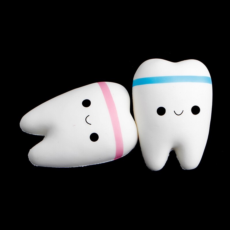 Cute Tooth Jumbo Squishy Slow Rising Squeeze Stress Hand Soft Toy Phone Pendant