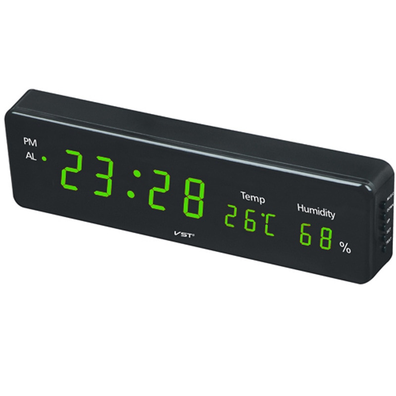Praktische digitale led wandklok digitale klok met thermometer en hygrometer met 3 wekkers
