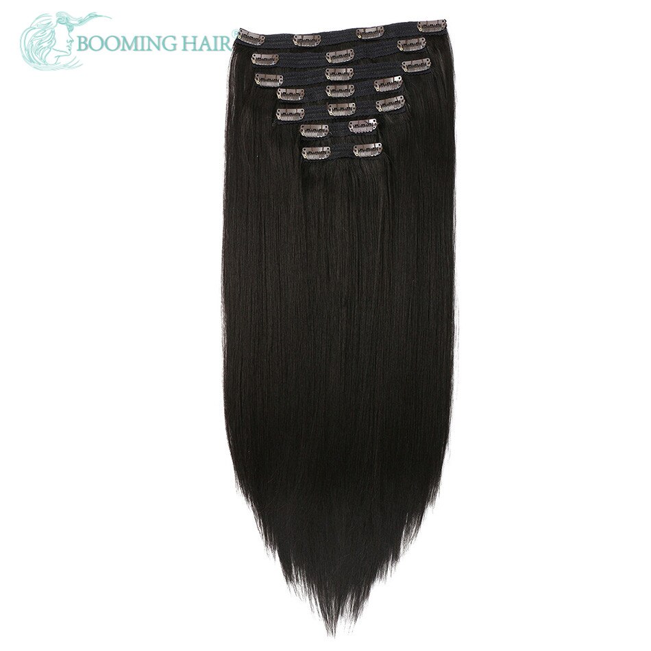 Straight Hair Synthetic Clip In Extensions 140G 24 Inches 7Pcs/Set For Women High Temperature Fiber By BOOMING HAIR: #2