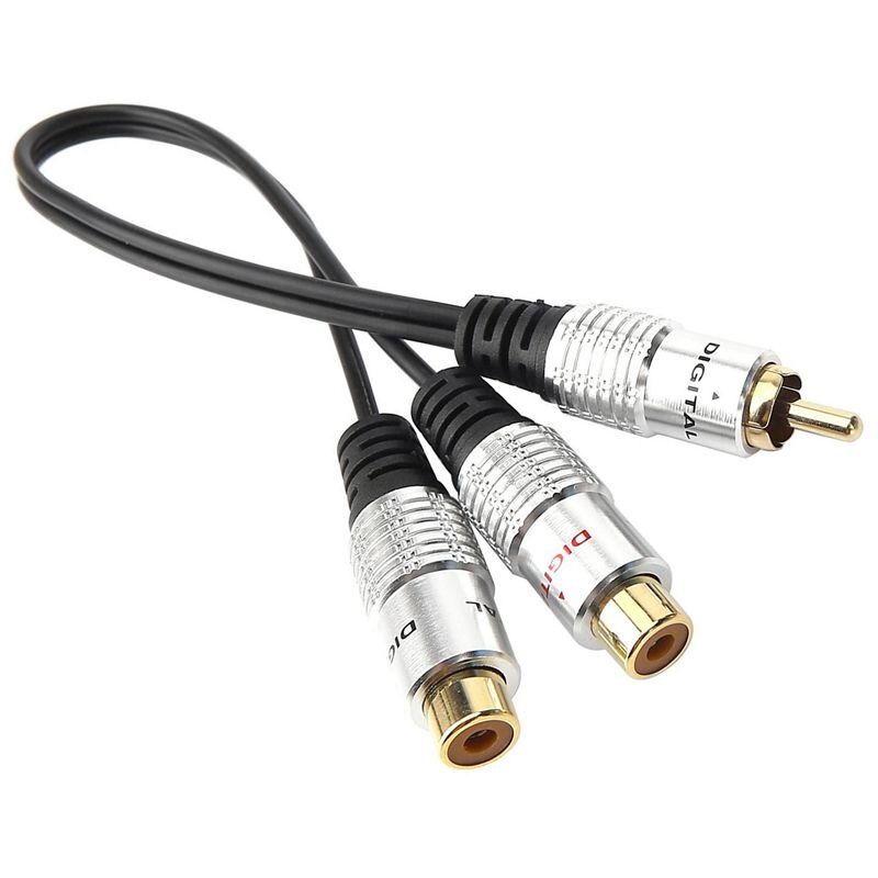 Full-Metal Rca Female Naar Dual 2-RCA Mannelijke Vergulde Adapter, stereo Splitter Y Audio Kabel (Rca F-2 Rca M) (1 Male Naar 2 Vrouwelijke