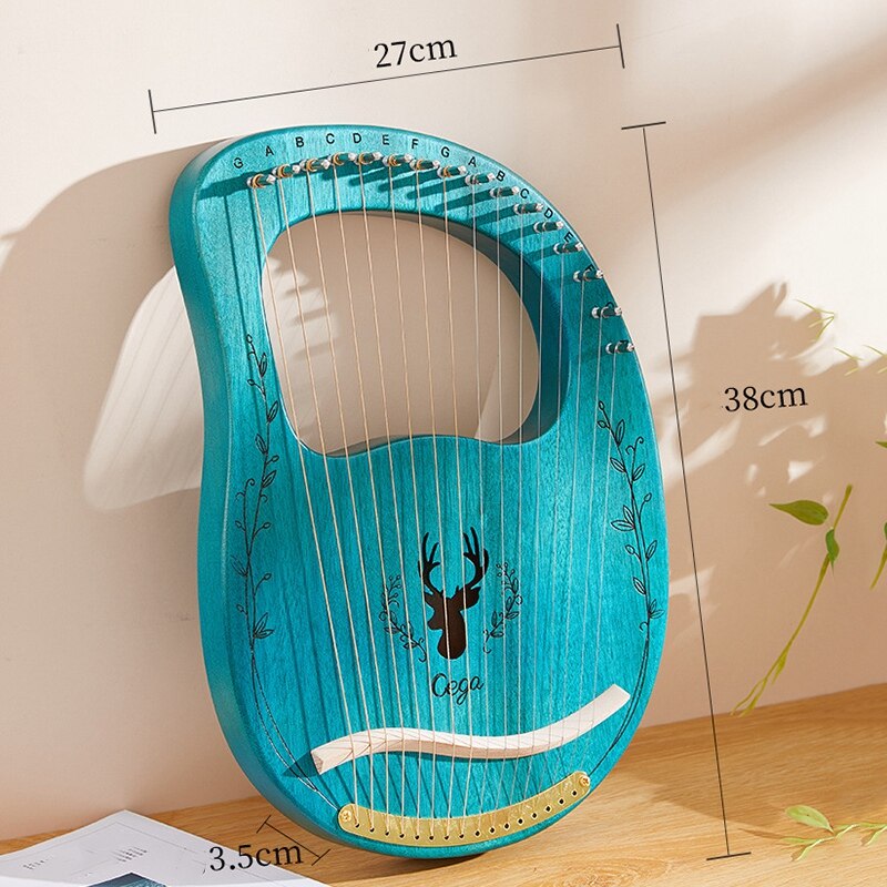 -Cega Lyre Harp,16 String Harp Mahogany Lyre Harp,Portable Stable Sound Harp for Instrument Lovers Beginners