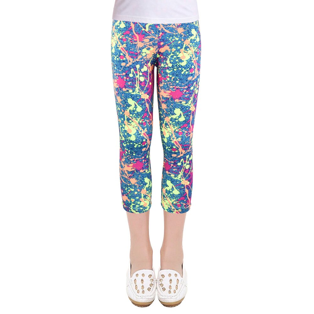 SLAIXIU été filles Leggings slim mollet longueur pantacourt enfants enfants crayon pantalon Leggings pour 4-10Y fille vêtements: SD / 7