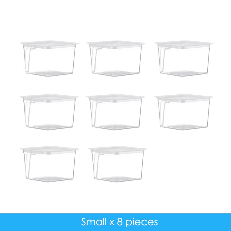 Récipient de stockage en plastique avec couvercles poignée réfrigérateur stockage clair aliments conteneurs petit réfrigérateur boîtes de rangement cuisine R2023: S8