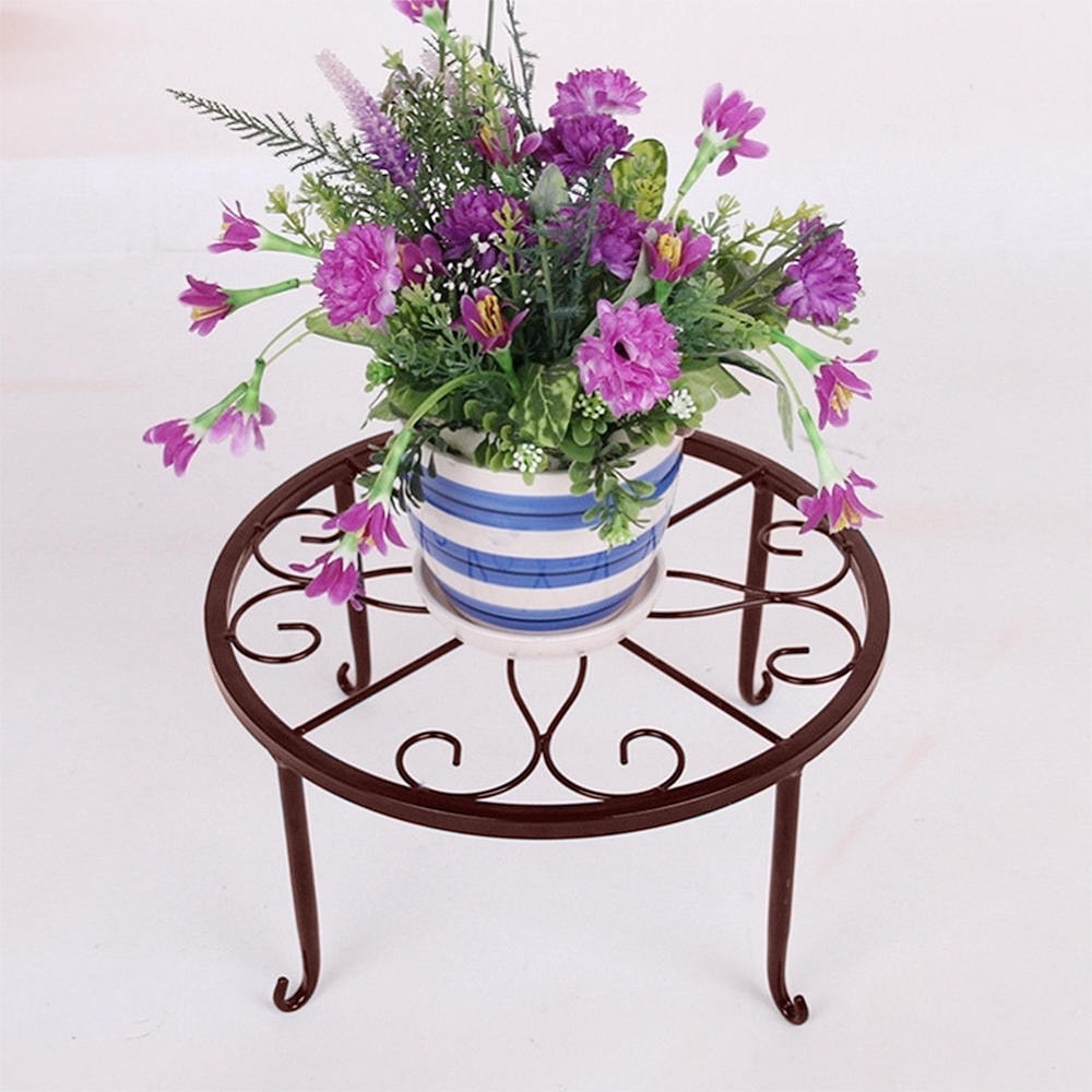 Wrought Iron Indoor Office Table Desk Flower Pot Stands European Balcony Floor Vase Shelf Rack Plant Display