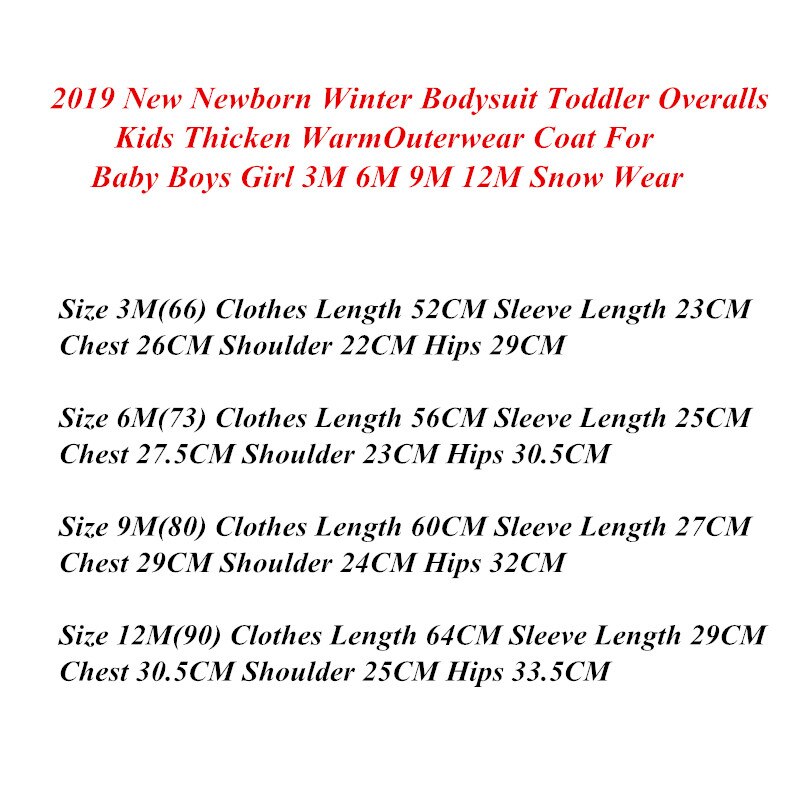 Newborn Winter Rompers Overalls Cotton Cartoon Cute Baby Boys Girls Thicken Warm Outerwear Coat Kids Snow Wear Dwq417