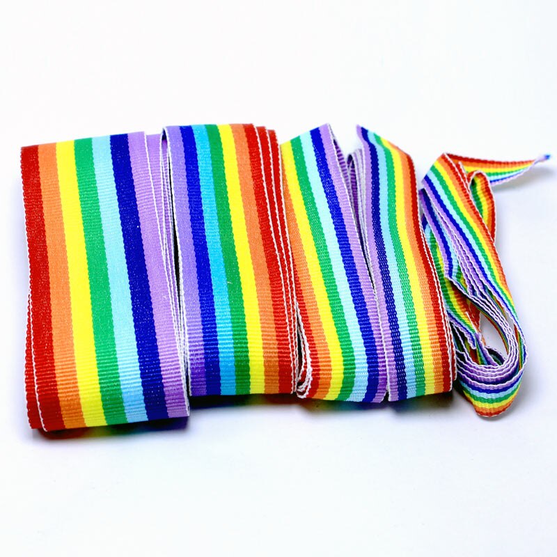 Regenboog Polyester Gestreepte Cap Met Lint Decoratief Lint Rand Doek Strip Breed T-shirt Accessoires Diy Riem