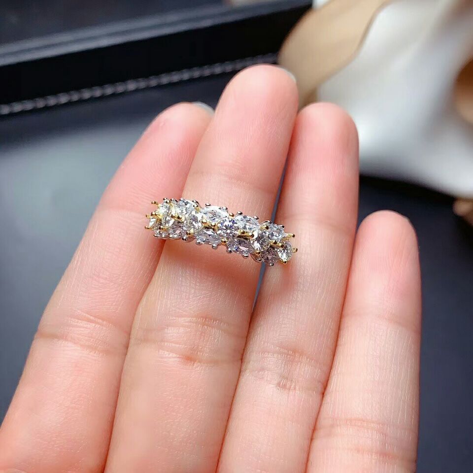 Meibapj 3Mm Moissanite Diamond Ring Voor Vrouwen 925 Sterling Zilver Fijne Bruiloft Sieraden
