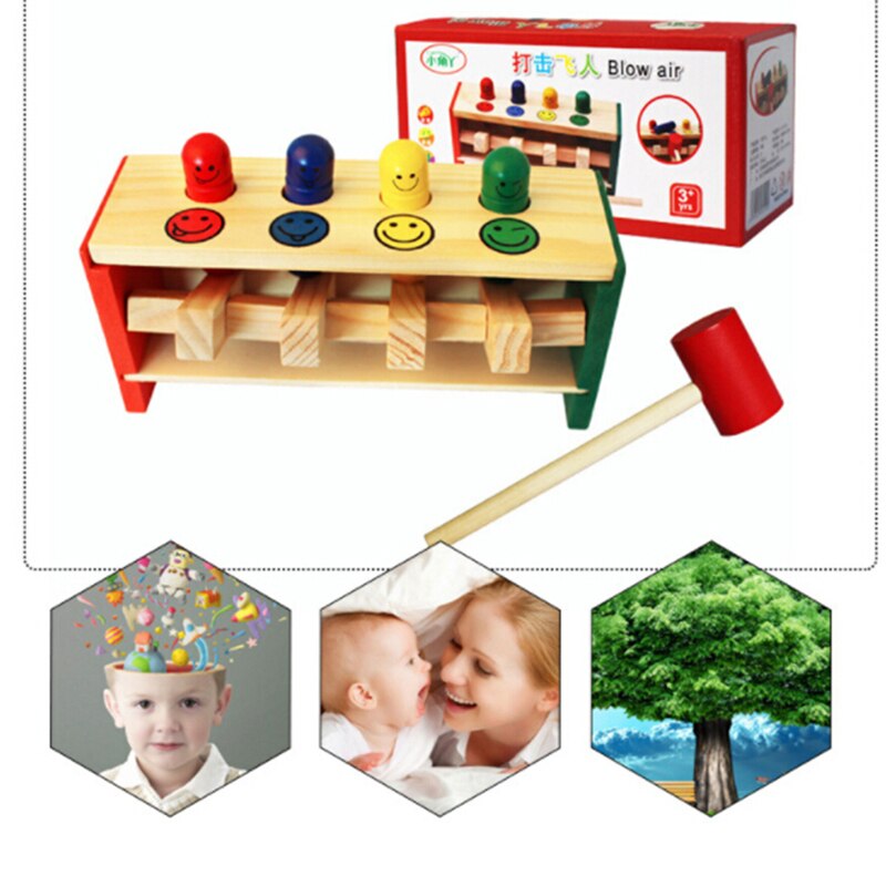 Martillo de juguete de madera para bebés, caja para martillar, rompecabezas educativos de juguete para niños pequeños, juego de madera, Banco de martillos