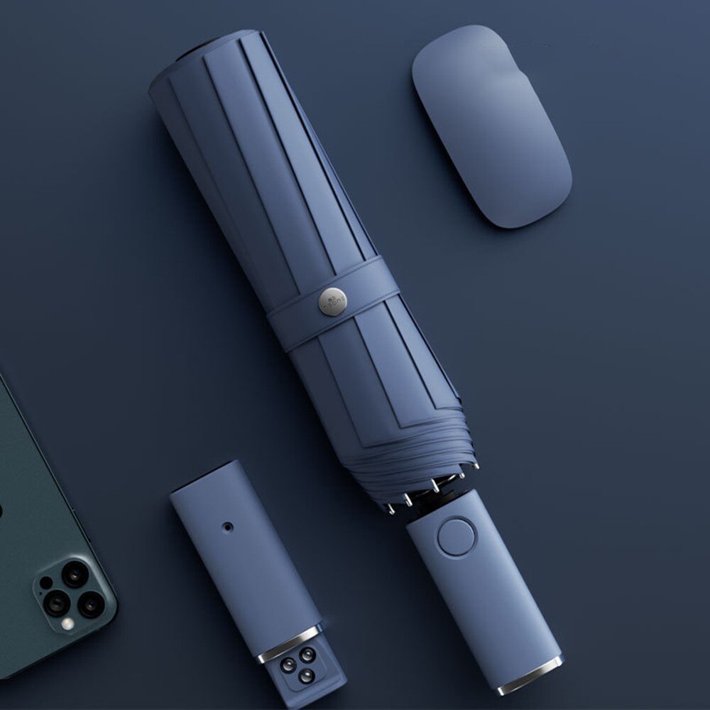 Nuovo per Xiaomi ombrello pieghevole automatico con luce a Led ombrelli da pioggia grandi antivento ombrellone da esterno portatile per uomo donna: Blue