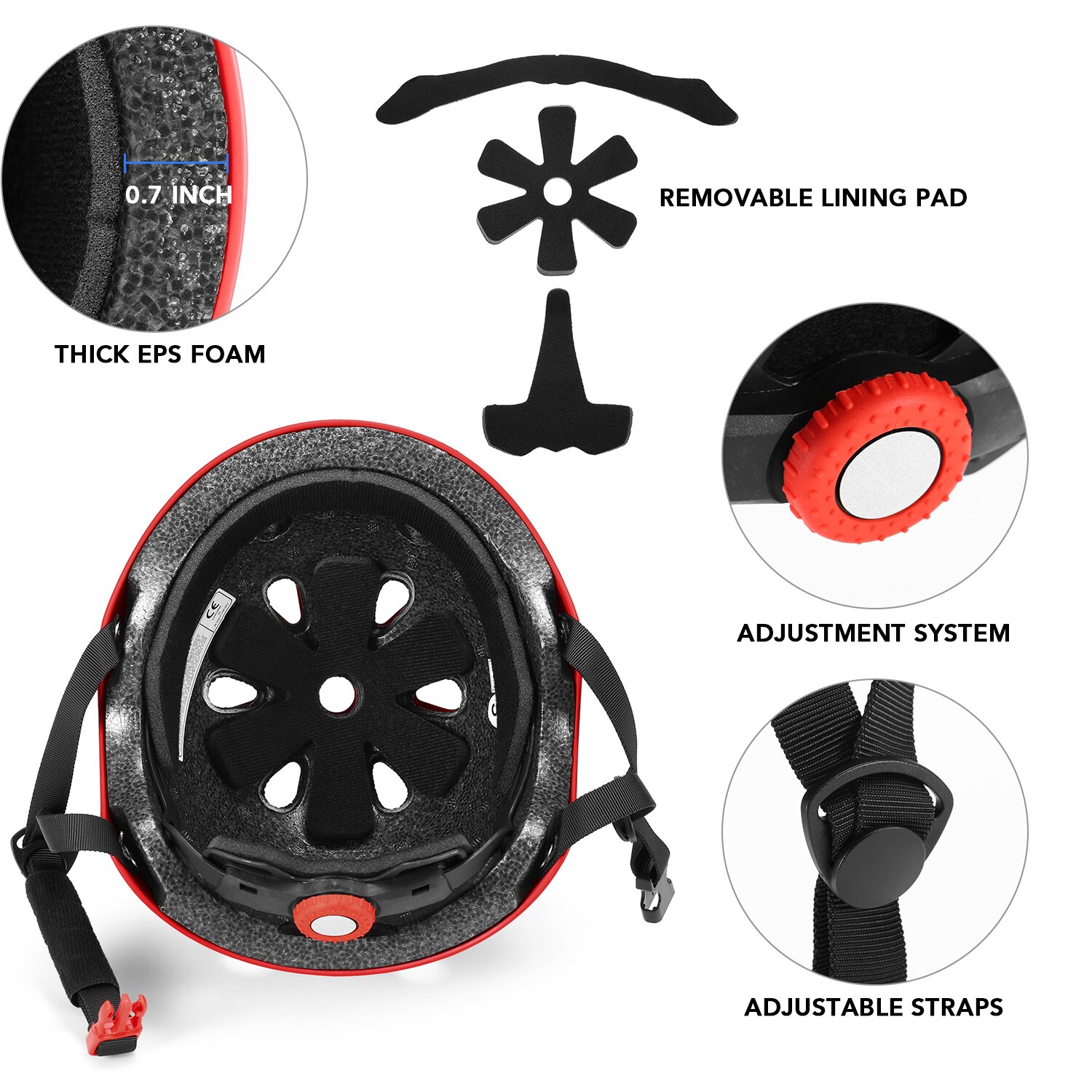 Bicycle Helmet Multi-Sports Safety Helmet for Kids/Teenagers/Adults Cycling Skating Skateboarding Scooter helmet light