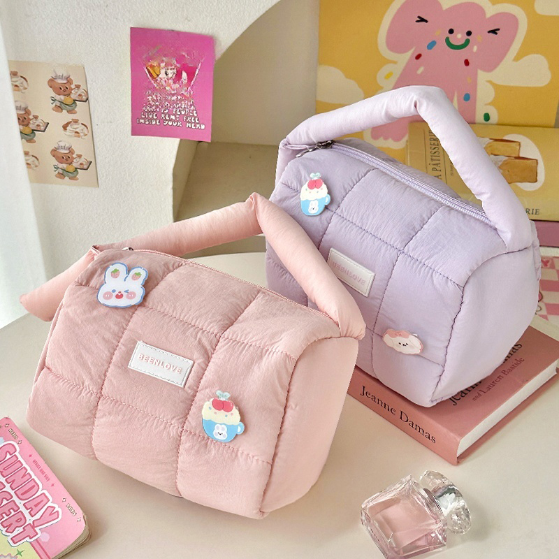 Borsa per il trucco di grande capacità Borsa da donna Elementi essenziali da viaggio Custodia per cosmetici Astucci per studenti Organizzatore di cancelleria